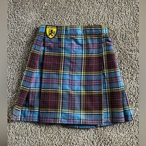 Women's Plaid Midi Skirt - Blue and Red